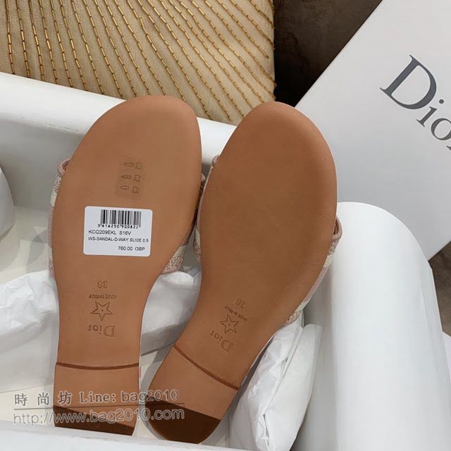 DIOR女鞋 迪奧2021專櫃新款磨砂新大底涼拖 Dior一字型刺繡平拖  naq1489